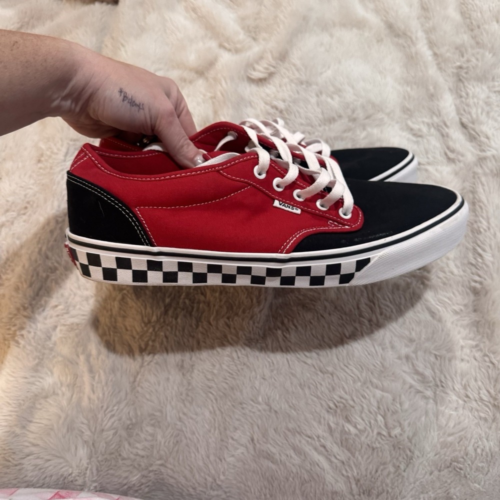 Vans Era Red Black Checkerboard Low Top Skate Shoes Men's Size 12